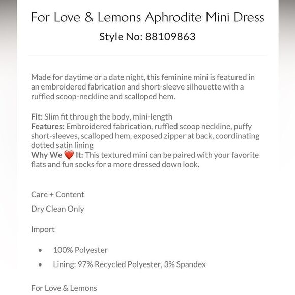 For Love & Lemons Aphrodite Mini Dress/  size S - Picture 11 of 12